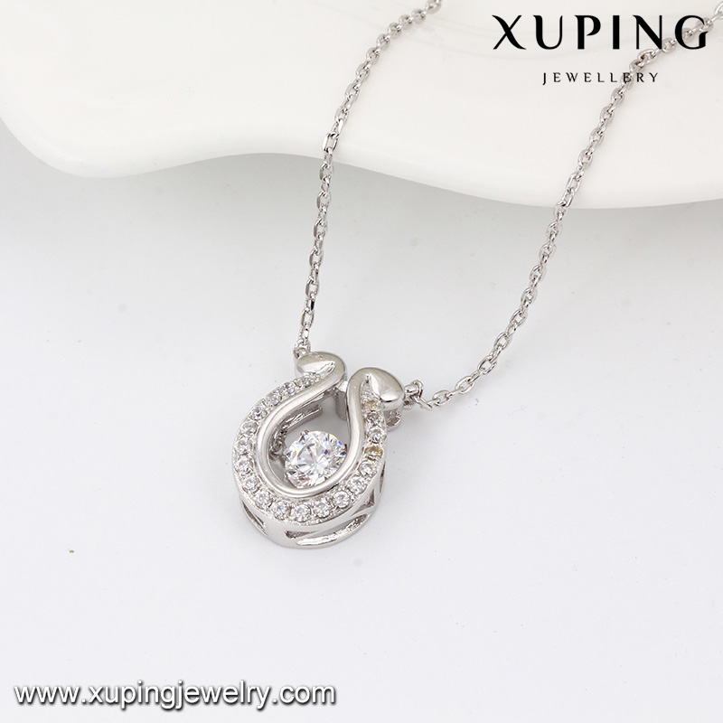 Necklace-00073 Fashion Elegant Rhodium Imitation Crystals From Swarovski Jewelry Pendant Necklace