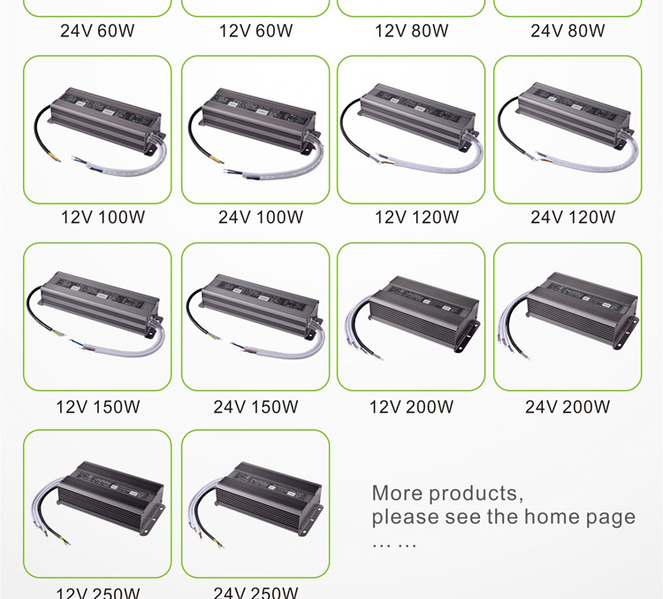 30W/60W/150W/200W/250W/300W Waterproof LED Power Supply