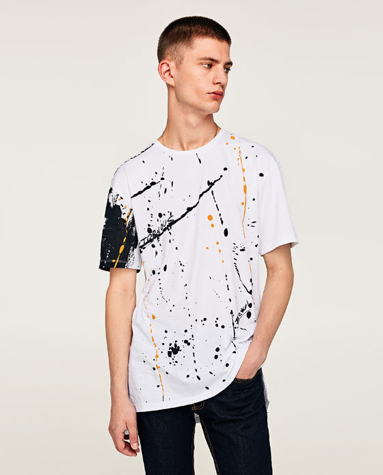 Paint Splatter Print Round Neck T-Shirt