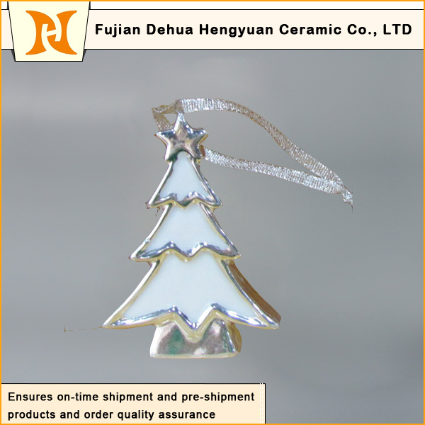 Tree Shape Electroplated Ceramic, Ceramic Pendants for The Christmas Tree