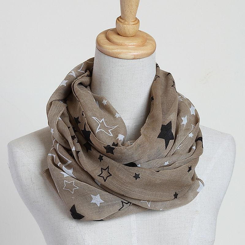 New Style Big Size Brand New Voile Star Scarf Color Brown Fashion Shawls, Lady Scarf, Polyester Scarf (PP035L)