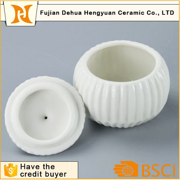 Glazed White Ceramic Sugar Pot for Home Decoration