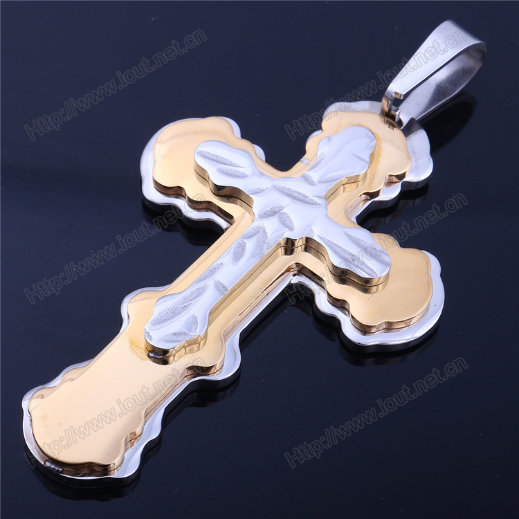 Simple Mens Metal Stainless Steel Cross Cross Black Cross Pendant Necklace Designs (IO-st000000)