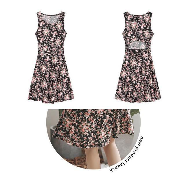 Summer Floral Printed Sleeveless Slim Girl's Dress