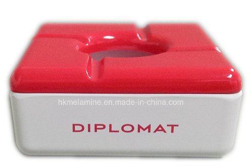 Red Square Melamine Ashtray with Lid