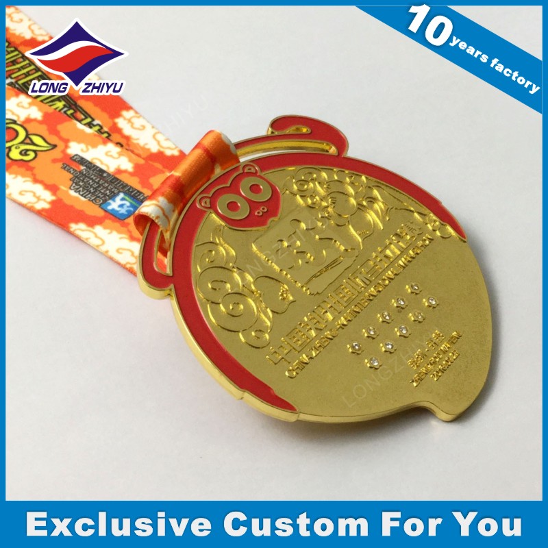 Swivel 3D Shiny Gold Company Prize Medal