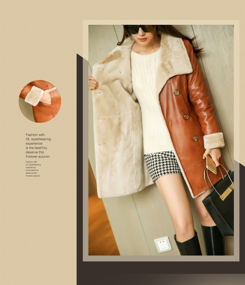 Winter Real Shearling Coat and Fur Coat for Lady Long Style