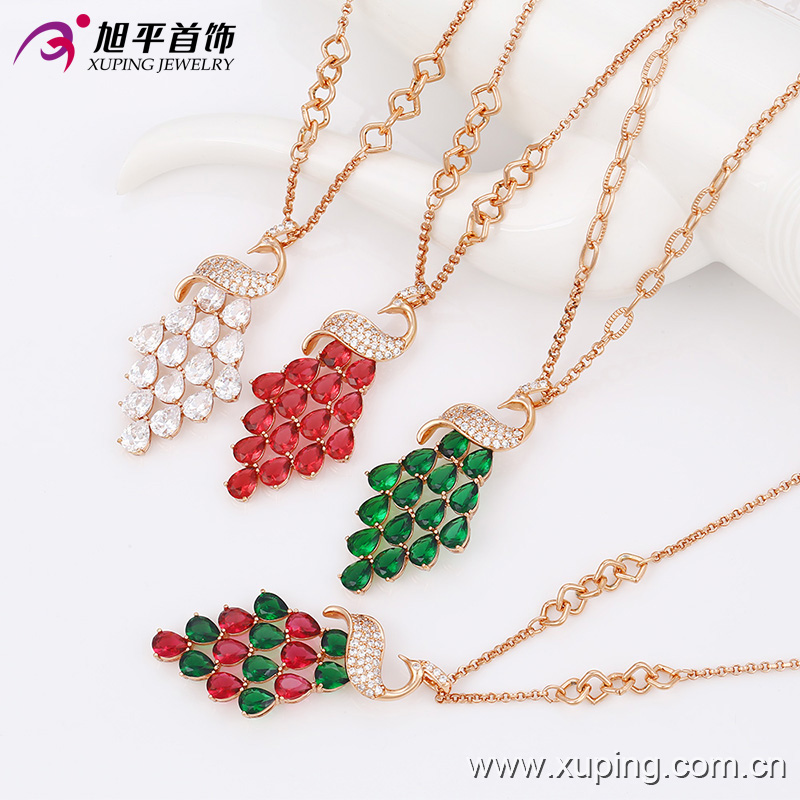 Fashion Rose Gold-Plated Colorful CZ Crystal Jewelry Necklace Chain with Swan-Plated -42893