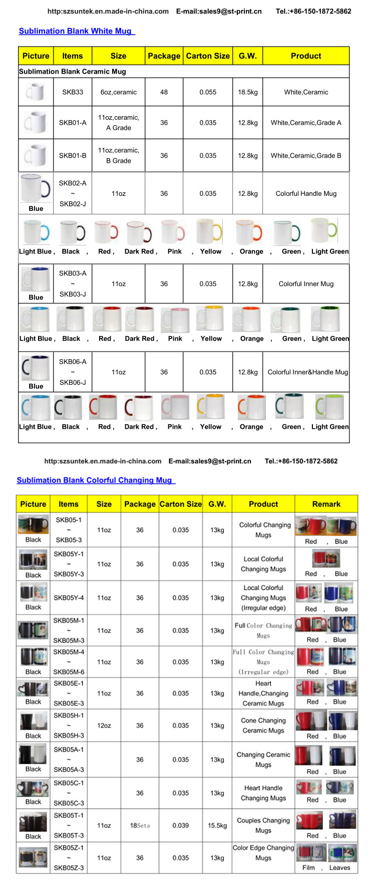 Sublimation Blank Inner Color Mug Suitable for Office Worker