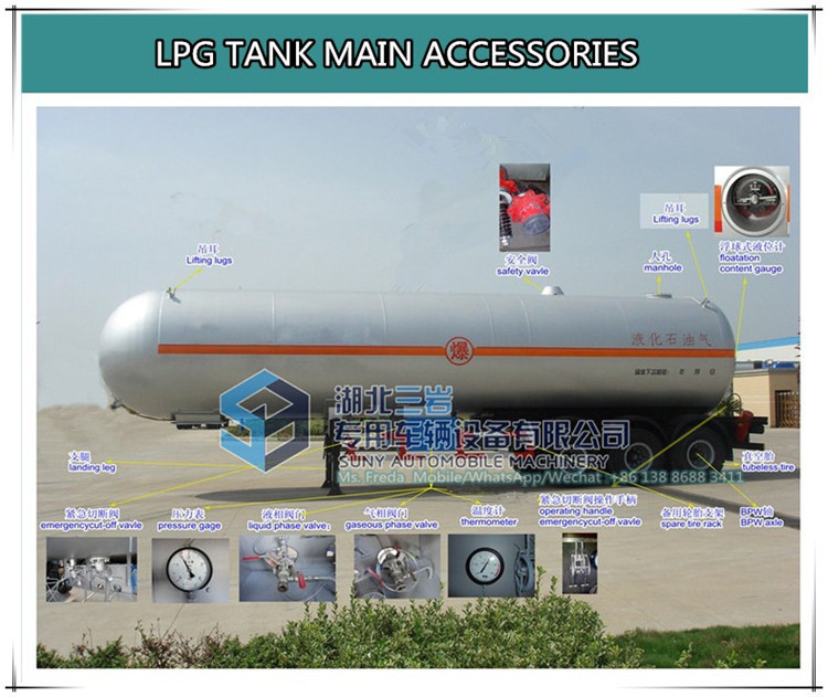 Tri-Axles BPW Alxes 35t LPG Tank Semi Trailer