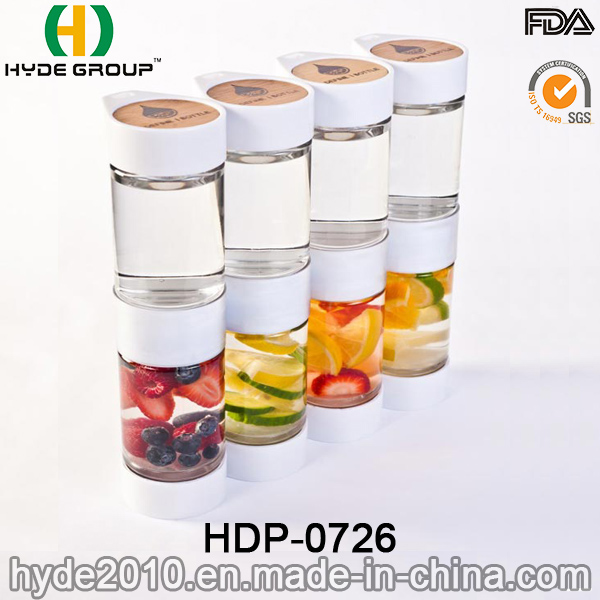 500ml Plastic White BPA Free Tritan Fruit Infuser Water Bottle, Plastic Fruit Infusion Bottle (HDP-0726)