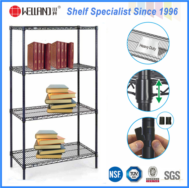 4 Tiers Heavy Duty Adjustable Metal Wire Book Rack