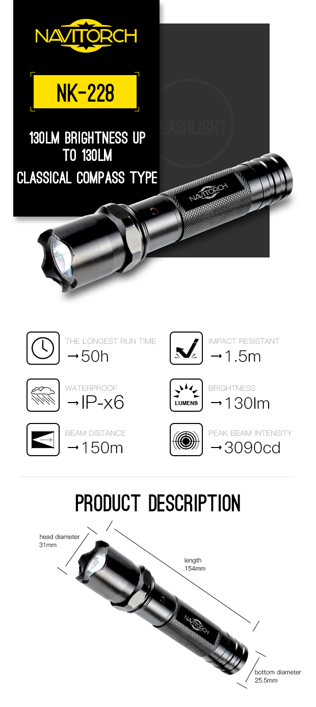 Rechargeable Aluminium LED Torch Light (NK-228)