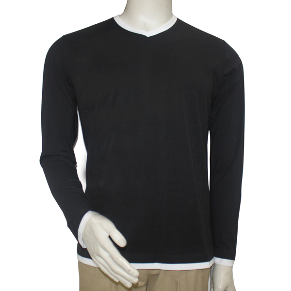 Customize Dry Fit V-Neck Contrasting Colors T-Shirt Bulk Long Sleeve T Shirts