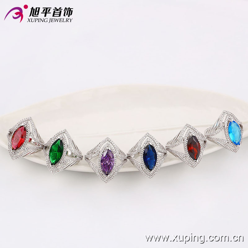 New Arrival Elegent Heart-Shaped Rhdium CZ Gemstone Jewelry Finger Ring -13650