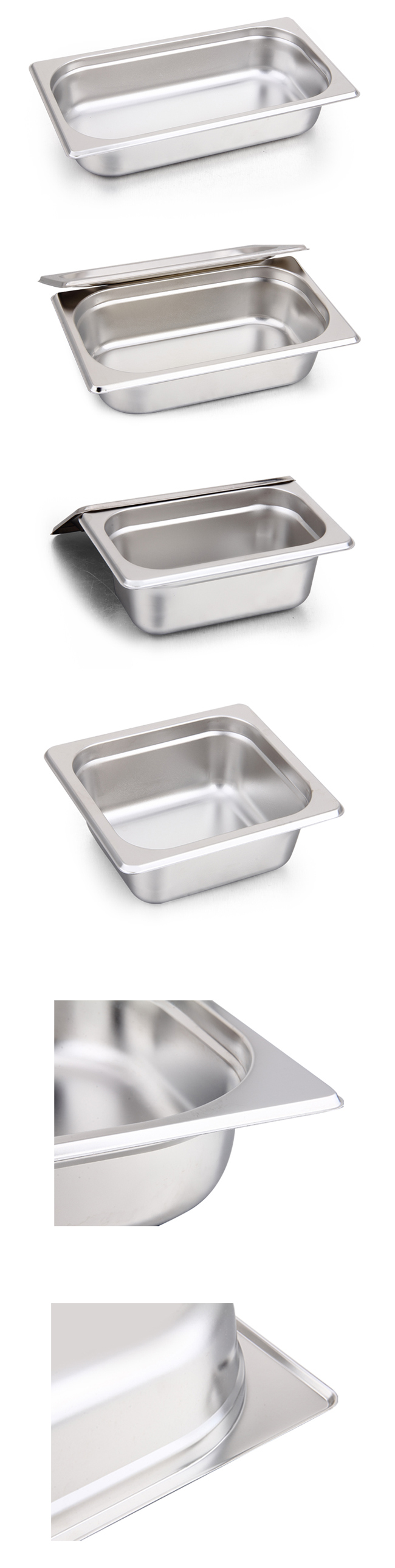 1/1, 1/2, 1/3, 1/4, 1/6, 1/9 Stainless Steel Gastronorm Food Pan Food Container