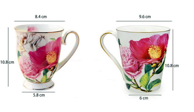 China Flower Design Couples Cup Classical Porcelain Cup Ceramic Cup