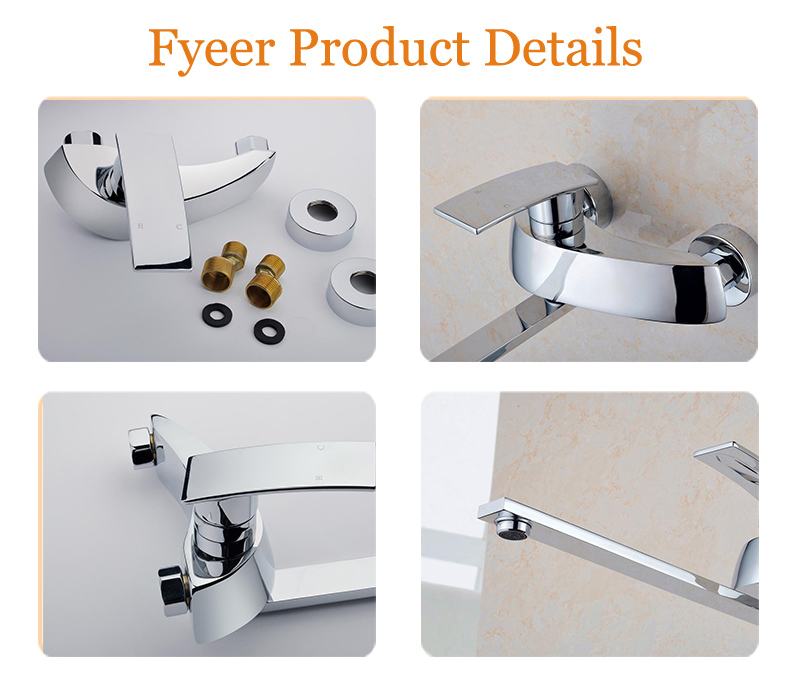 Fyeer Fashion Double Hole Long Spout Brass Bath Faucet Mixer