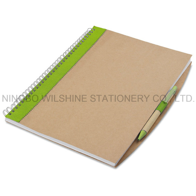 A4 Size Custom Kraft Paper Cover Spiral Notebook for Wholesale (SNB103)