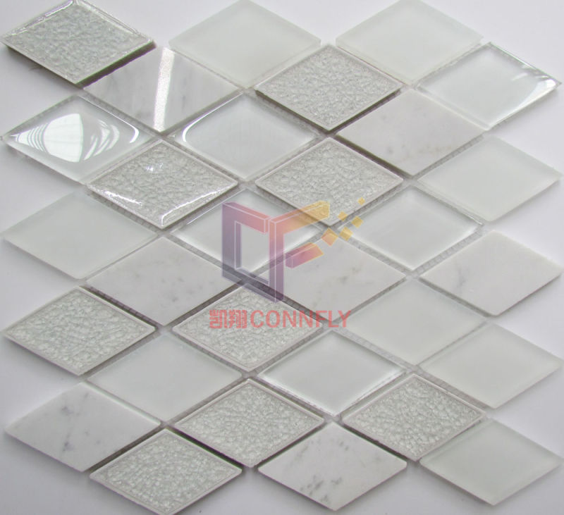 Light Emperador Marble Mix Cracked Ceramic Crystal Mosaic Tile for Decoration (CS252)