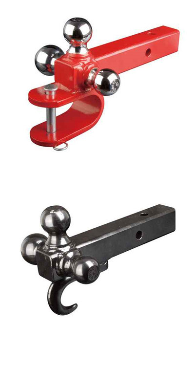 Black Chrome Tri-Ball Trailer Hitch Mount with U Clevis Hook