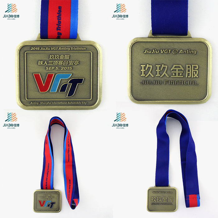 Best Sell High Quality Antique Bronze Triathlon Medal with Ribbon