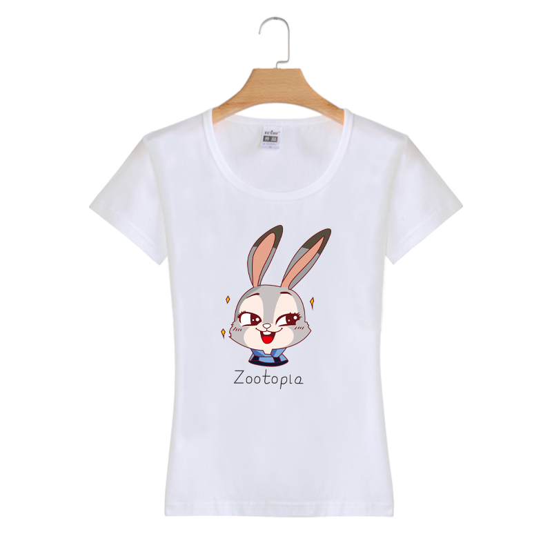 Custom Cartoon Printing Round Neck Cotton Fashion Women T Shirt