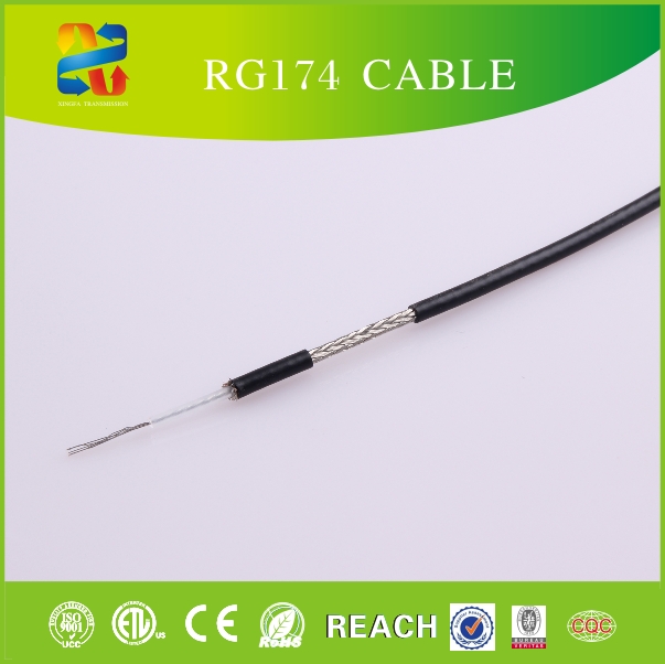 50ohm RF Cable 7*0.16mm Stranded Conductor PVC Jacket Rg174