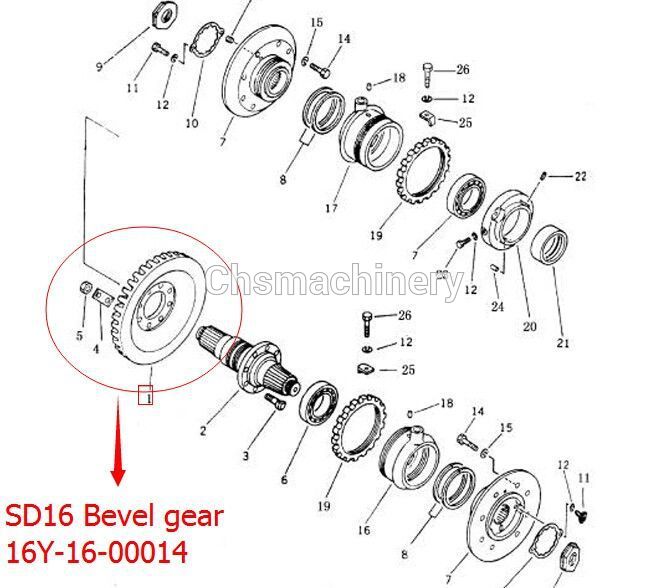 Shantui bulldozer SD16 bevel gear 16Y-16-00014