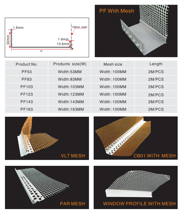 PVC Corner Bead with Mesh