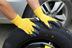 Knitted Black Latex Coating Gloves with Crinkle Finish with Ce Dkl328