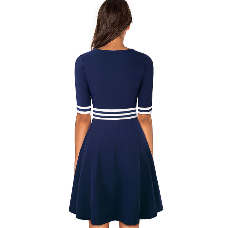 Contrast Causal Half Sleeve Dresses A Line of Business Dress Women