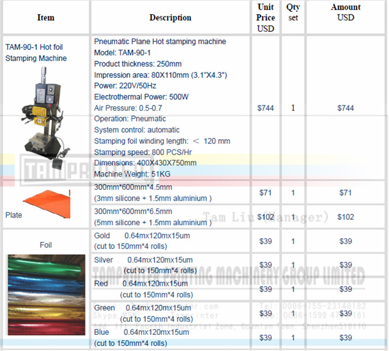 Tam-90-1 Small Craft Leather Paper and Plastic Hot Foil Stamping Machine