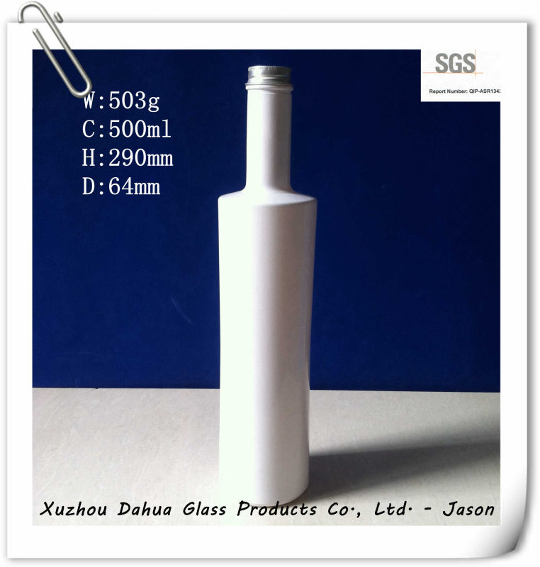 500ml Paint-Coated Round Glass Wine Bottle