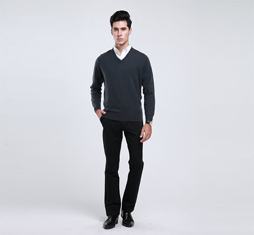 Yak Wool/Cashmere V Neck Pullover Long Sleeve Sweater/Clothing/Garment/Knitwear