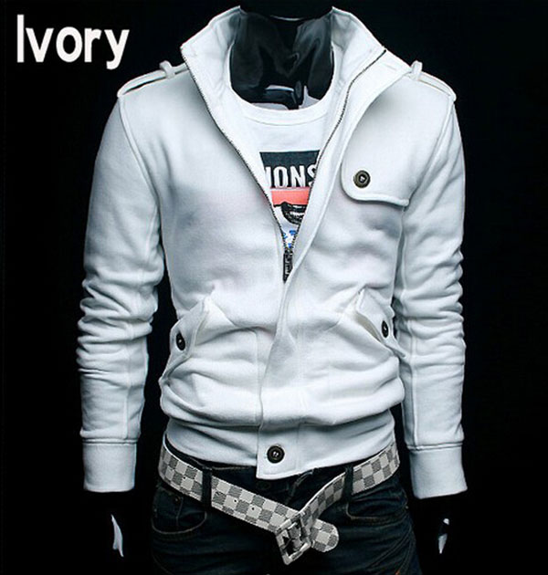 Fashion 100% Cotton Stand Collar Fashion Casual Men's Fleece Jacket