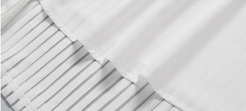 Fashion Charming Pure White Stripe Chiffon Ladies Dress