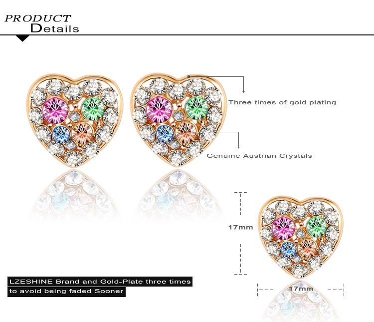 Swa Elements Crystal Heart Stud Earring for Women (ER0025-C)