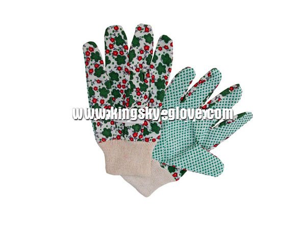 Light Weight PVC Dotted Knit Wrist Cotton Garden Glove (2620)