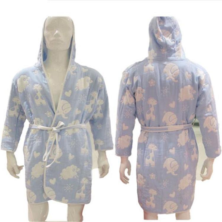 Jacquard Cotton Bathrobe with Hooded for Adults/Kids