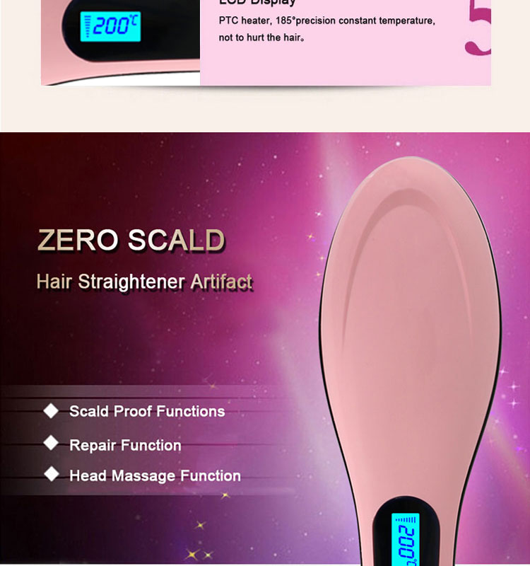 Automatic Hair Straightening Brush with LCD Display