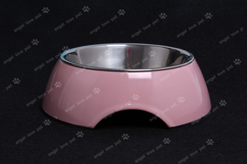 Fashion Design Melamine Bowl with Stainless Steel Dog Bowl (HN-PB939)