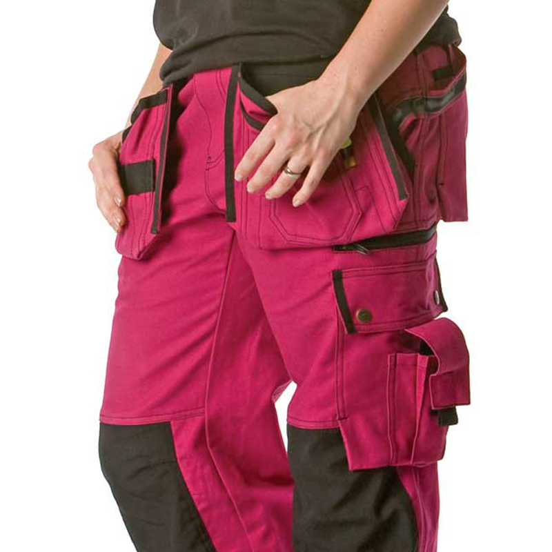 Womens Cerise Durable Knee Pads Cargo Pants