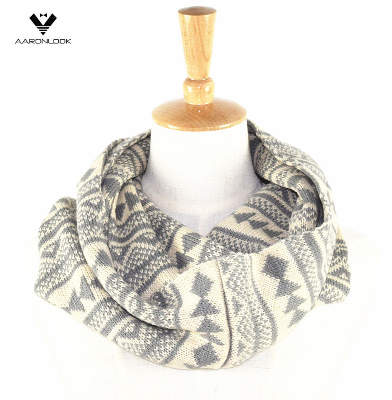 Acrylic Geometric Jacquard Infinity Scarf