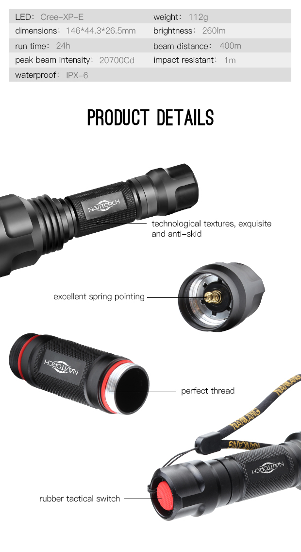 Aluminum Rechargeable 3W CREE XP-E Cycling LED Torch (NK-13)