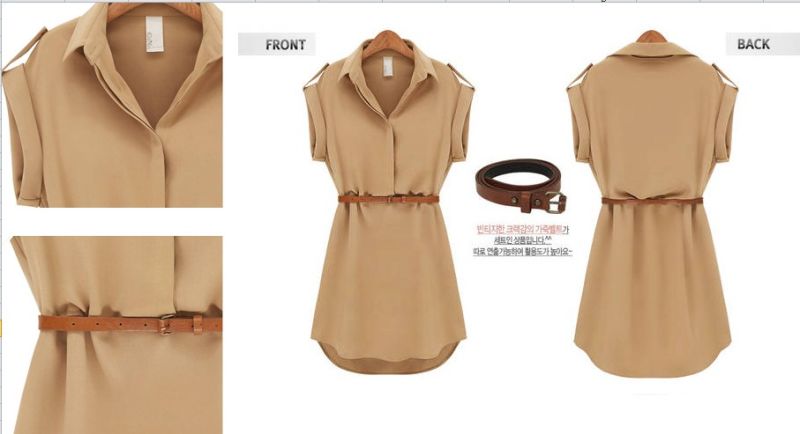 2015 European Style Elegant Shirt Collar Fashion Chiffon Dress (58230)