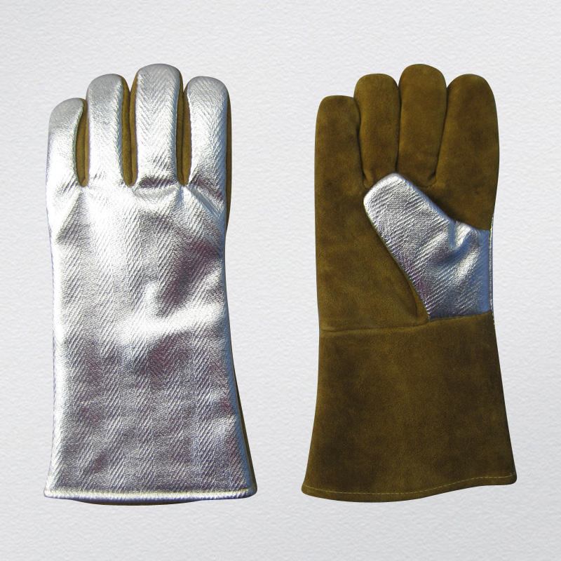 Heavy Duty Cow Split Leather Aluminum 500-800° C Glove