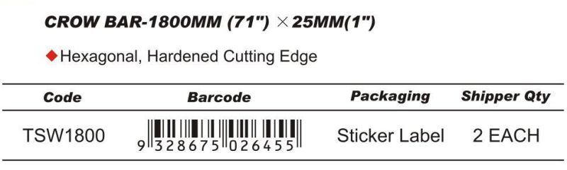 Hand Tools Crow Bar Hex OEM Decoration DIY