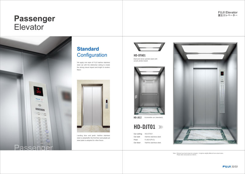 Elevator with Hairline Stainless Steel Car Cabin