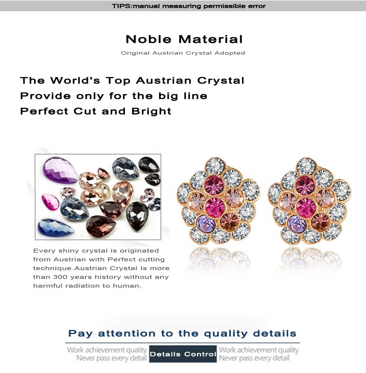 Gold Plated Crystal Stud Earring Designer Bulk Custom Jewelry (ER0016-C)